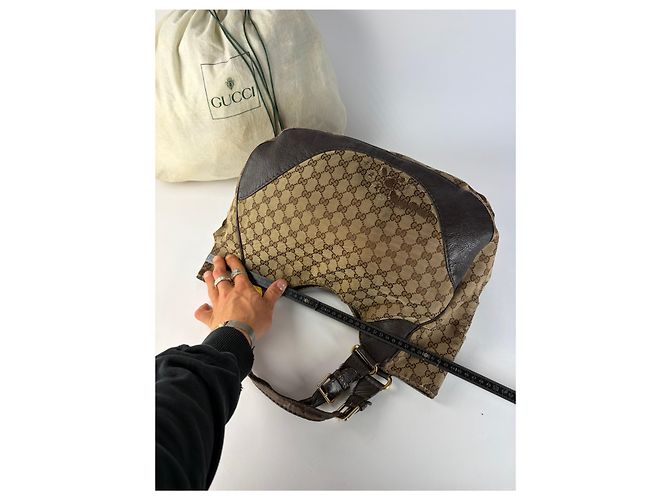 Vintage Gucci GG Monogram Canvas Hobo Bag Mitte der 2000er beige braun - Ansicht 12
