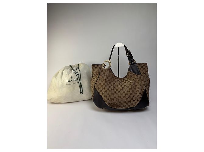 Vintage Gucci GG Monogram Canvas Hobo Bag Mitte der 2000er beige braun - Ansicht 2
