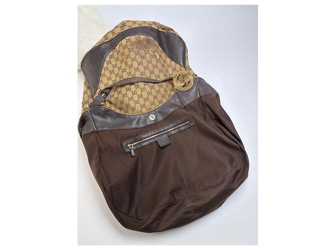 Vintage Gucci GG Monogram Canvas Hobo Bag Mitte der 2000er beige braun - Ansicht 3
