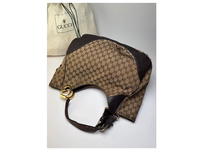 Vintage Gucci GG Monogram Canvas Hobo Bag Mitte der 2000er beige braun - Ansicht 4