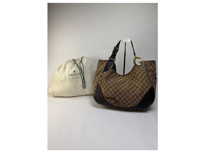 Vintage Gucci GG Monogram Canvas Hobo Bag Mitte der 2000er beige braun - Ansicht 7