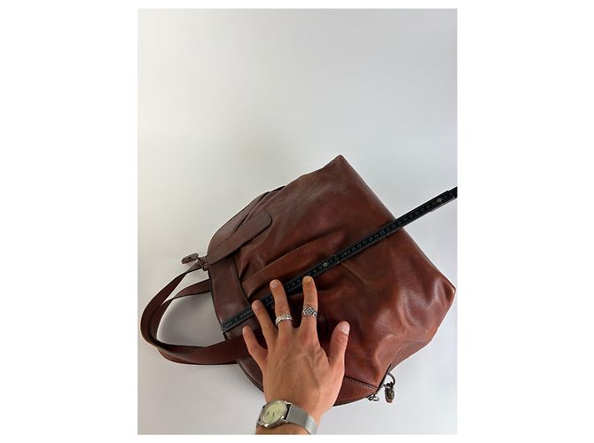 Vintage Marni Strukturierte Handtasche Braun Gold - Ansicht 10