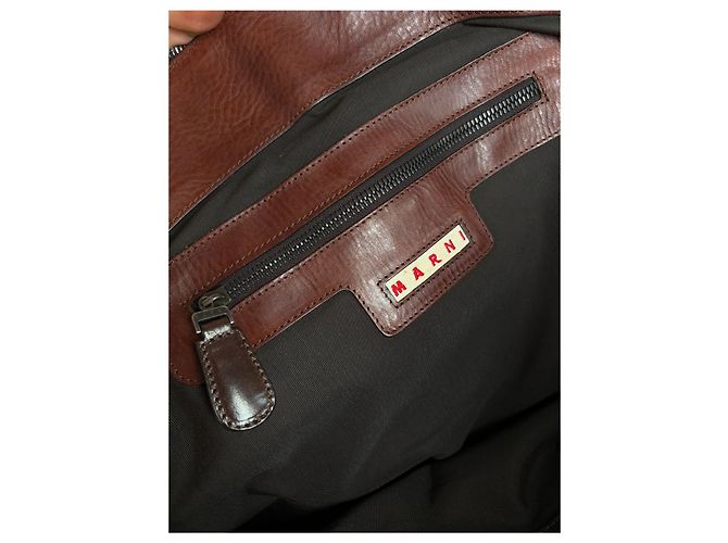 Vintage Marni Strukturierte Handtasche Braun Gold - Ansicht 4