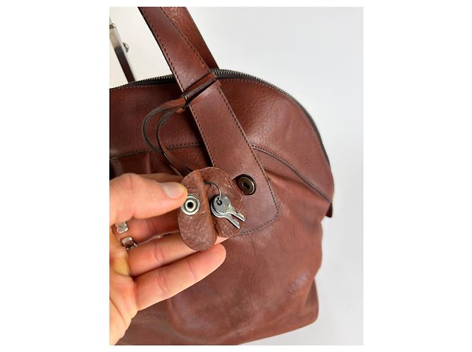 Vintage Marni Strukturierte Handtasche Braun Gold - Ansicht 7