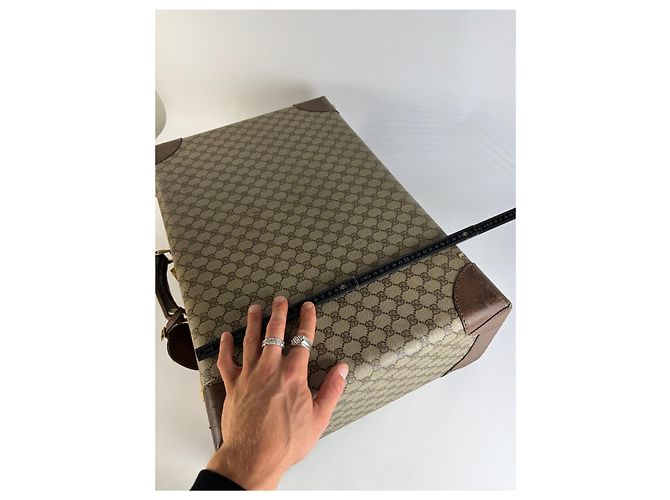 Valigia Vintage Gucci GG Plus Monogram Fine anni 1970s Beige Brown - vista 13