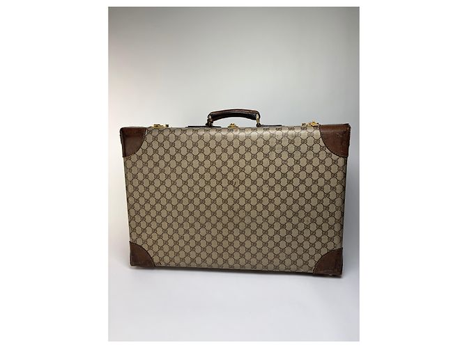 Valigia Vintage Gucci GG Plus Monogram Fine anni 1970s Beige Brown - vista 2