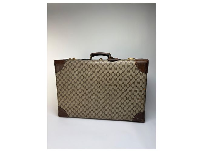 Valigia Vintage Gucci GG Plus Monogram Fine anni 1970s Beige Brown - vista 7