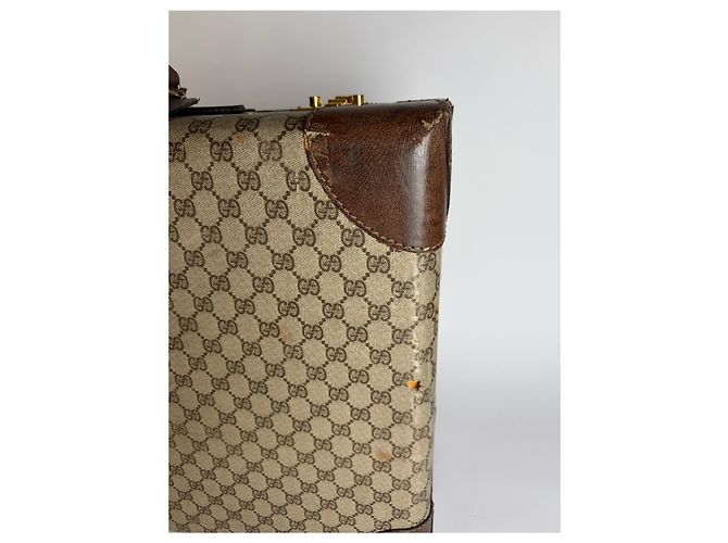 Valigia Vintage Gucci GG Plus Monogram Fine anni 1970s Beige Brown - vista 8