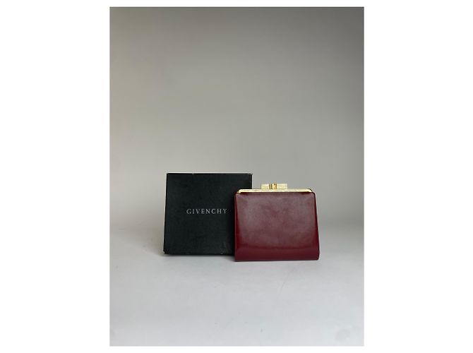 Vintage Givenchy 4G Logo Structured Clutch Wallet c. Late 1970s Burgundy Dark red - view 2