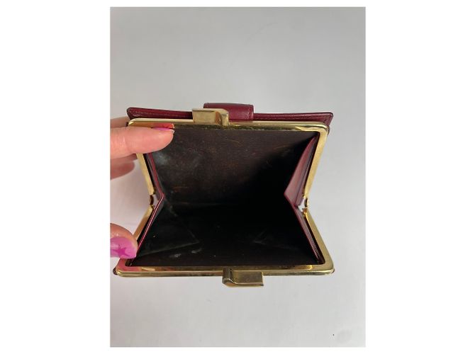 Vintage Givenchy 4G Logo Structured Clutch Wallet c. Late 1970s Burgundy Dark red - view 3