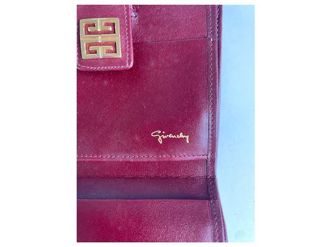 Vintage Givenchy 4G Logo Structured Clutch Wallet c. Late 1970s Burgundy Dark red - view 5