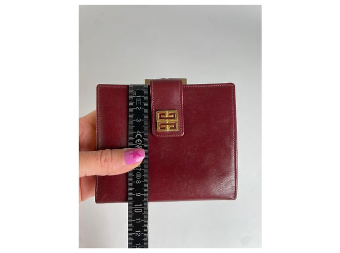 Vintage Givenchy 4G Logo Structured Clutch Wallet c. Late 1970s Burgundy Dark red - view 8