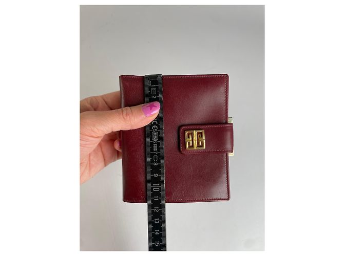 Vintage Givenchy 4G Logo Structured Clutch Wallet c. Late 1970s Burgundy Dark red - view 9