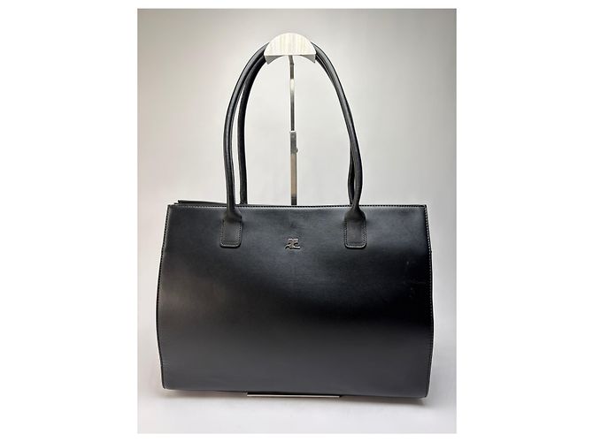 Courreges Sac cabas structuré Vintage Courrèges AC Logo Noir Argent - vue 12
