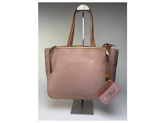 Vintage Chloé Leder Tote Dusty Pink Gold Metallisch - Ansicht 2