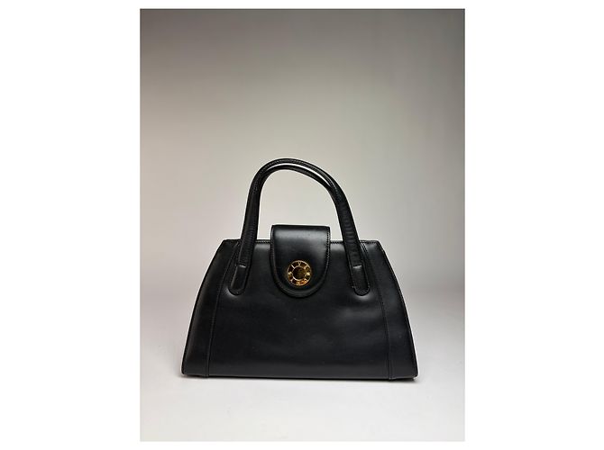 Vintage Givenchy Structured Leather Top-Handle Bag Late 1980s Black - view 10