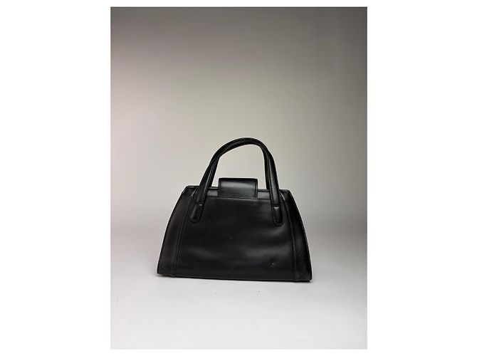 Vintage Givenchy Structured Leather Top-Handle Bag Late 1980s Black - view 11