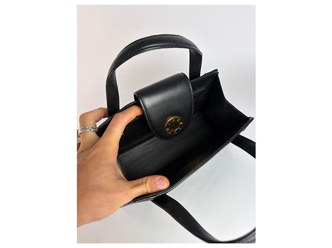 Vintage Givenchy Structured Leather Top-Handle Bag Late 1980s Black - view 3