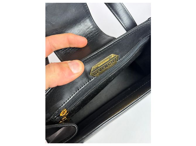 Vintage Givenchy Structured Leather Top-Handle Bag Late 1980s Black - view 5