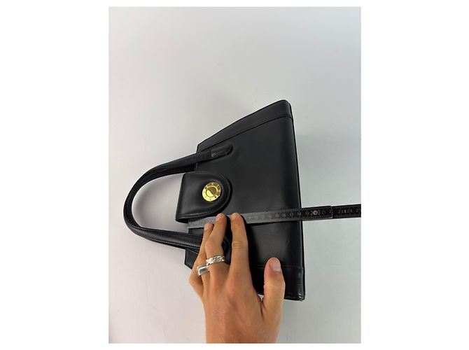 Vintage Givenchy Structured Leather Top-Handle Bag Late 1980s Black - view 8