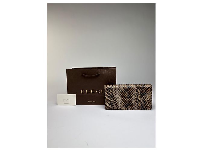Vintage Gucci Python-Effect Bifold Wallet c. 2000s Tan Black Camel - view 2