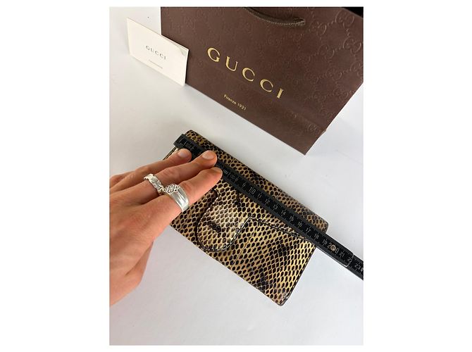 Vintage Gucci Python-Effect Bifold Wallet c. 2000s Tan Black Camel - view 7