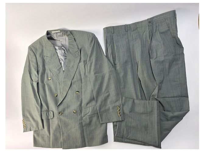 Abito vintage Givenchy da uomo, doppiopetto, grigio chiaro a righe, M - vista 15