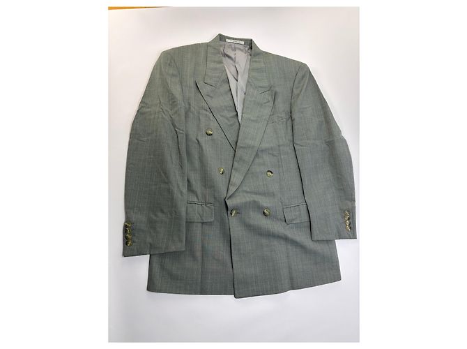 Abito vintage Givenchy da uomo, doppiopetto, grigio chiaro a righe, M - vista 4