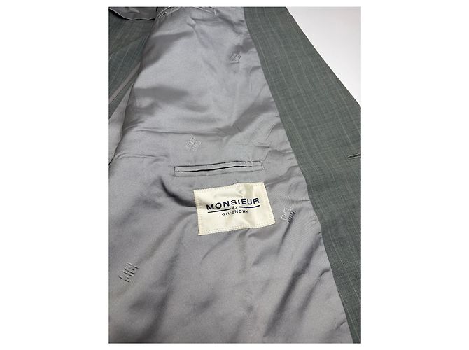 Abito vintage Givenchy da uomo, doppiopetto, grigio chiaro a righe, M - vista 8