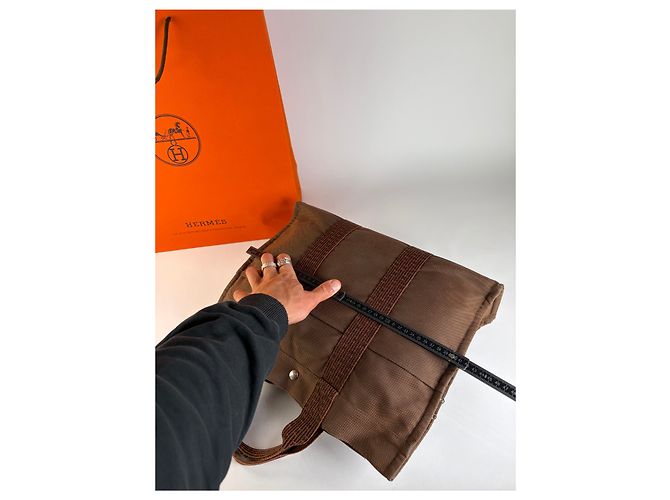 Vintage Hermès Herline Canvas Tote Ende der 1990er Brown Braun - Ansicht 11