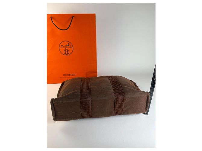 Vintage Hermès Herline Canvas Tote Ende der 1990er Brown Braun - Ansicht 13