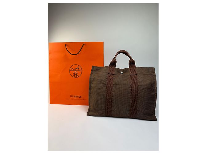 Vintage Hermès Herline Canvas Tote Ende der 1990er Brown Braun - Ansicht 14