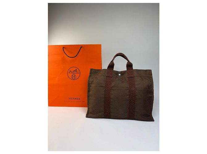 Vintage Hermès Herline Canvas Tote Ende der 1990er Brown Braun - Ansicht 2