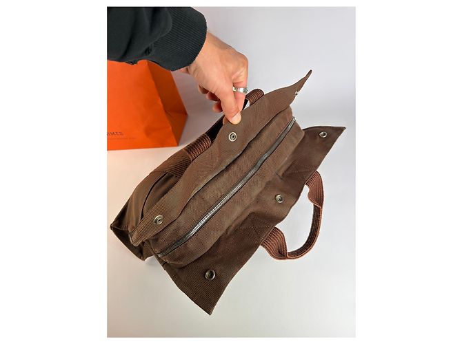 Vintage Hermès Herline Canvas Tote Ende der 1990er Brown Braun - Ansicht 6