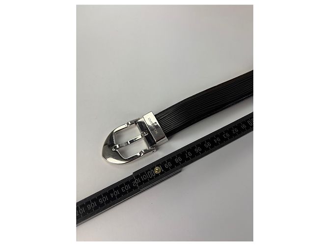 Cintura Vintage Louis Vuitton in pelle Epi Nera Argento Nero - vista 11
