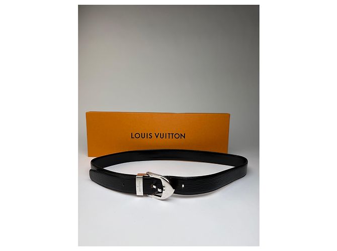 Cintura Vintage Louis Vuitton in pelle Epi Nera Argento Nero - vista 8