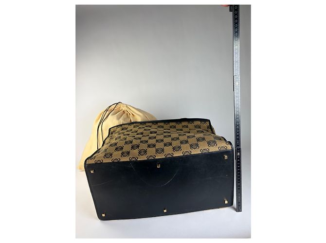 Vintage Loewe Anagram Canvas Tote Ende 1990s Beige Black - Ansicht 12