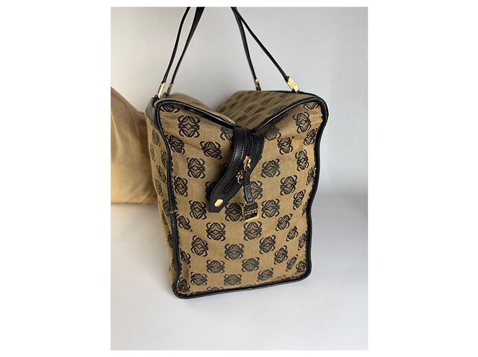 Vintage Loewe Anagram Canvas Tote Ende 1990s Beige Black - Ansicht 8