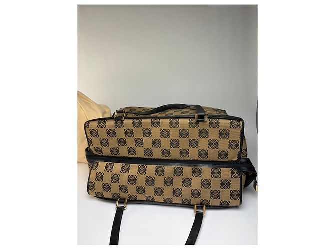 Vintage Loewe Anagram Canvas Tote Ende 1990s Beige Black - Ansicht 9