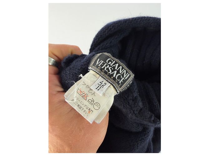 Medusa Vintage Versace Strickpullover mit Rollkragen Marineblau XL - Ansicht 7