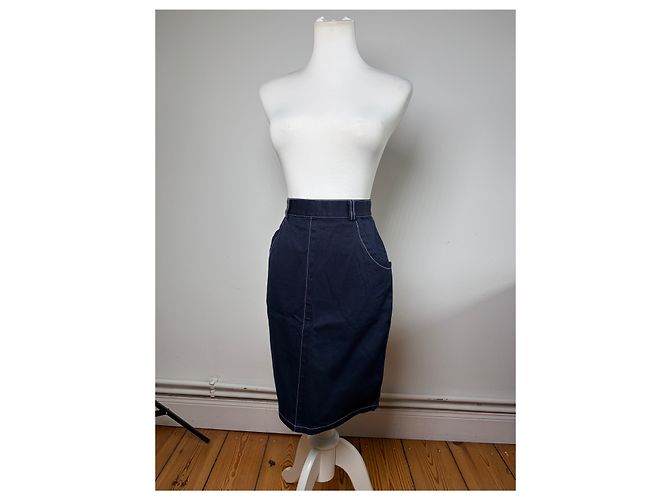 Gonna a matita in denim Givenchy Boutique Vintage fine anni '90 Navy S Blu navy - vista 13