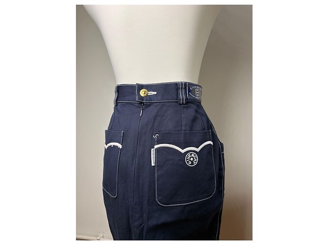Gonna a matita in denim Givenchy Boutique Vintage fine anni '90 Navy S Blu navy - vista 14
