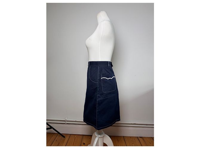 Gonna a matita in denim Givenchy Boutique Vintage fine anni '90 Navy S Blu navy - vista 3