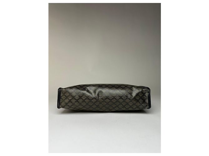 Céline Borsa a Clutch Vintage Celine Macadam Canvas Fine anni '80 Verde Scuro Grigio - vista 10