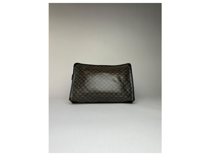 Céline Borsa a Clutch Vintage Celine Macadam Canvas Fine anni '80 Verde Scuro Grigio - vista 14