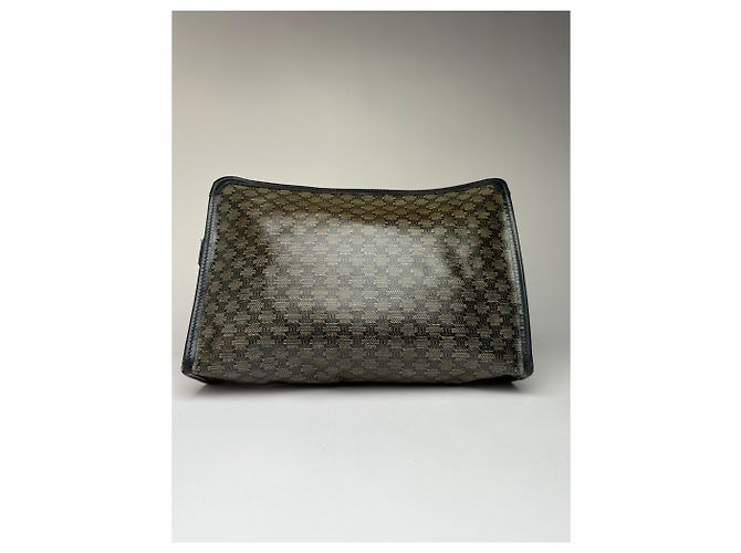 Céline Borsa a Clutch Vintage Celine Macadam Canvas Fine anni '80 Verde Scuro Grigio - vista 2