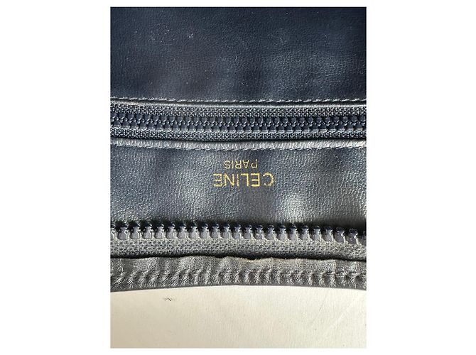 Céline Borsa a Clutch Vintage Celine Macadam Canvas Fine anni '80 Verde Scuro Grigio - vista 5