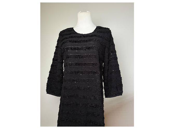 Courreges Abito midi a righe testurizzate Vintage Courrèges Nero M - vista 12