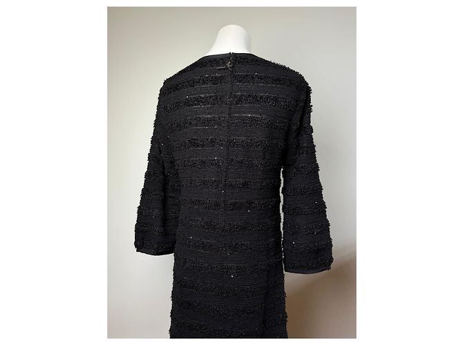 Courreges Abito midi a righe testurizzate Vintage Courrèges Nero M - vista 13