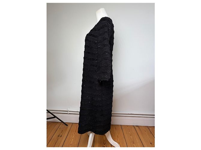 Courreges Abito midi a righe testurizzate Vintage Courrèges Nero M - vista 2